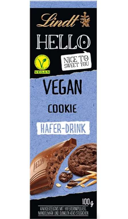 Lindt HELLO Vegan Cookie, Vegane Schokolade mit dunklen Keks-Stückchen (Sparabo)