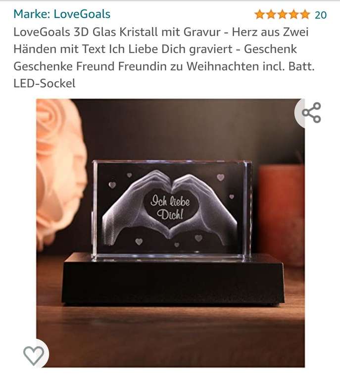 Amazon Prime - 3D Glas Kristall mit Gravur - Freebie Gutscheinfehler?