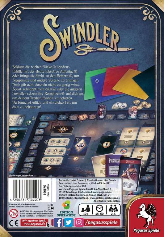 Swindler / Edition Spielwiese / Pegasus Spiele / Gesellschaftspiel / bgg 6.5 [Hugendubel Kundenkarte]