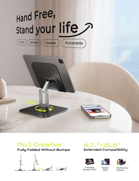 LISEN Tablet Ständer iPad Pro Stand Holder Halterung Tisch, Verstellbarer iPad Ständer für Tablets 12.9,4-15.6 Zoll - prime