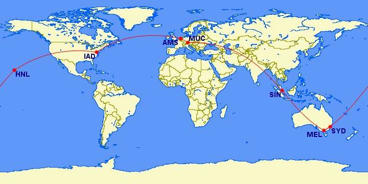 Flüge: Einmal rund um die Welt (RTW) ab Amsterdam, inkl. Gepäck, ostwärts oder westwärts möglich