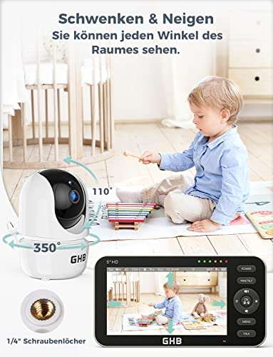 GHB Babyphone mit Kamera und einer 5 Zoll 720P HD Bildschirm