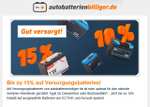 Gut versorgt: Bis zu 15% Rabatt auf Versorgungsbatterien und Autobatterien von autobatterienbilliger.de