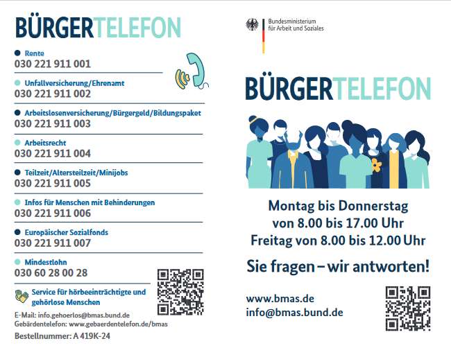 Gratis Taschenkalender 2024 im Scheckkarten - Format / max. 100 Stück / Bürgertelefon