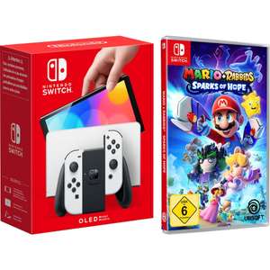 Nintendo Switch OLED Spielekonsole + inkl. Mario + Rabbids Sparks of Hope für 341,95€ inkl. Versand