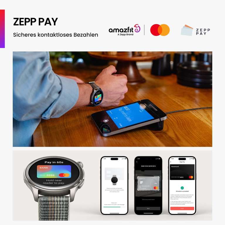 Amazfit Balance Sunset Grey Smartwatch (1.5", 480x480, OLED, ~14d Akku, HR-Sensor, SpO2, GPS mit Routen, NFC für Zepp Pay, Alexa, 5ATM)