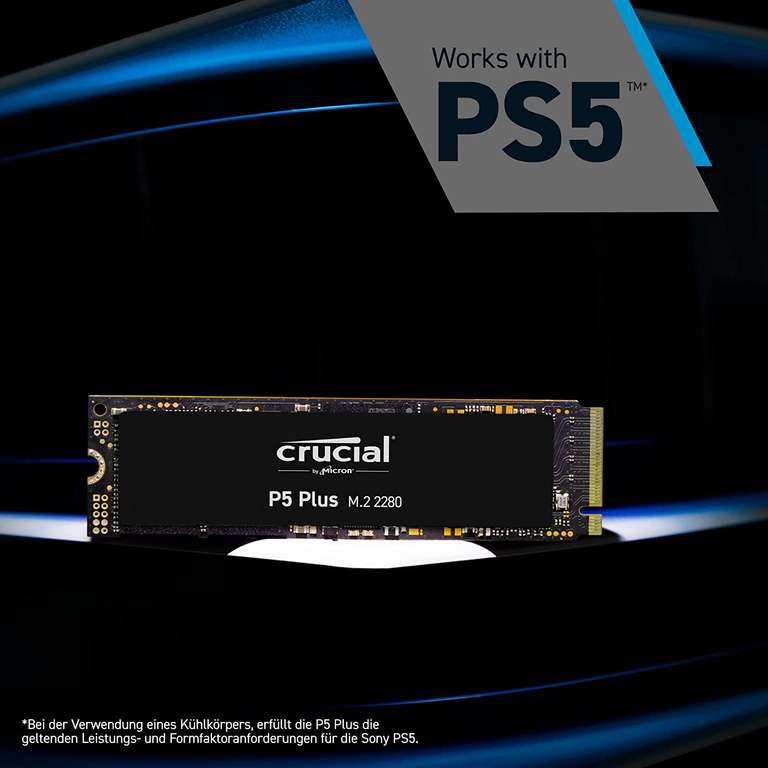 Crucial P5 Plus 3D NAND NVMe PCIe 4.0 M.2 SSD 1TB für 59,89€ (Cyberport & Amazon)