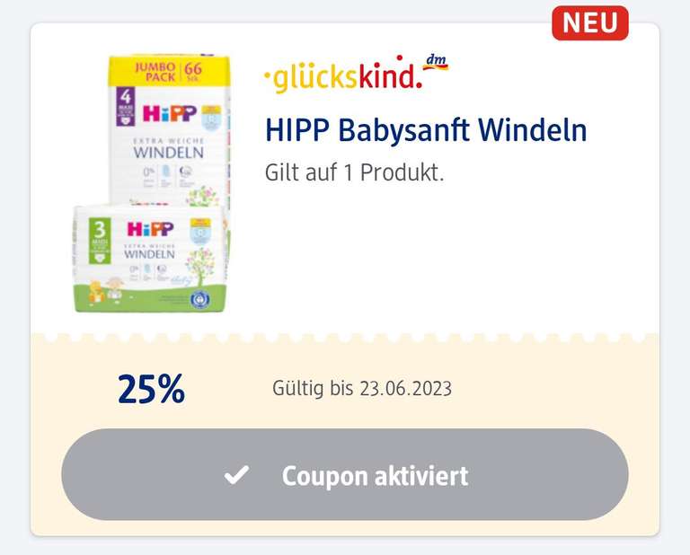 Hipp Babysanft Windeln bei dm für eff. 11,53€