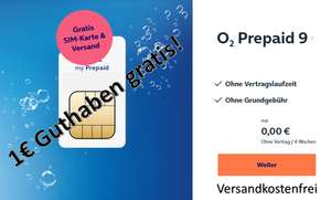 Kostenlose O2 Prepaid Simkarte | 1€ Guthaben gratis | Versandkostenfrei