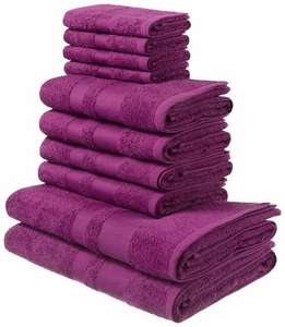 my home Handtuch Set Vanessa, Walkfrottee (Set, 10-St), Handtücher mit Bordüre, 100% Baumwolle, einfarbig, weich