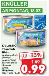 18.03.-20.03.2024: Kaufland [Region Hannover] Dose Thunfischfilets 0,99 Euro