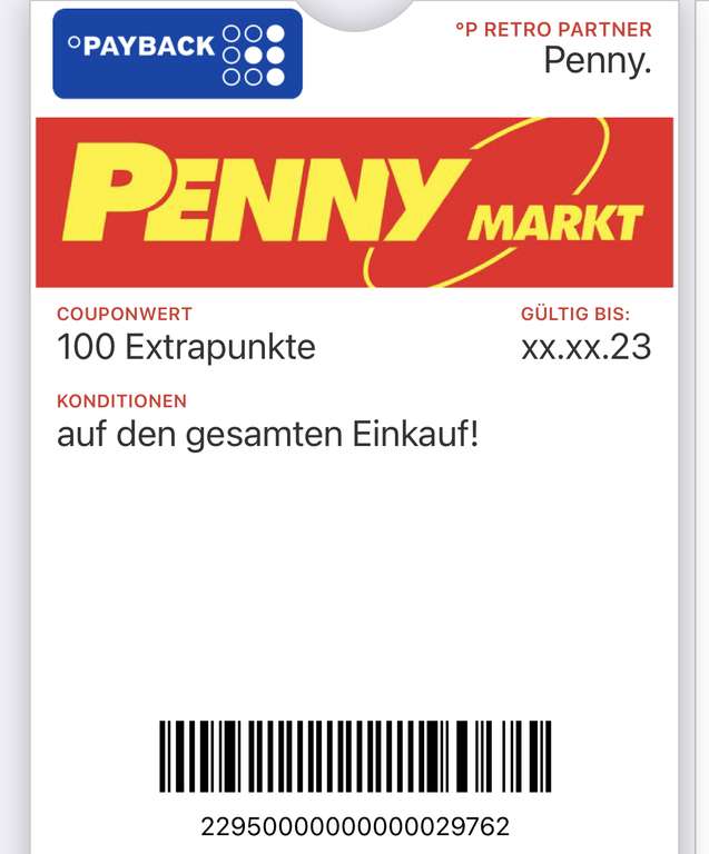 [Payback] 100 Extrapunkte bei Penny ab einem Einkaufswert von 2€