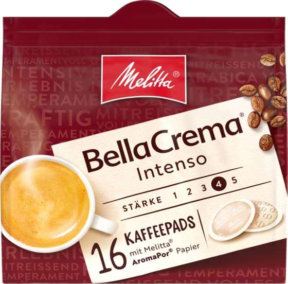 Melitta BellaCrema Intenso gemahlener Röstkaffee in Kaffee-Pads 10 x 16 Pads oder Melitta Auslese 10 x 16 Pads für 13,52€ (Prime Spar-Abo)