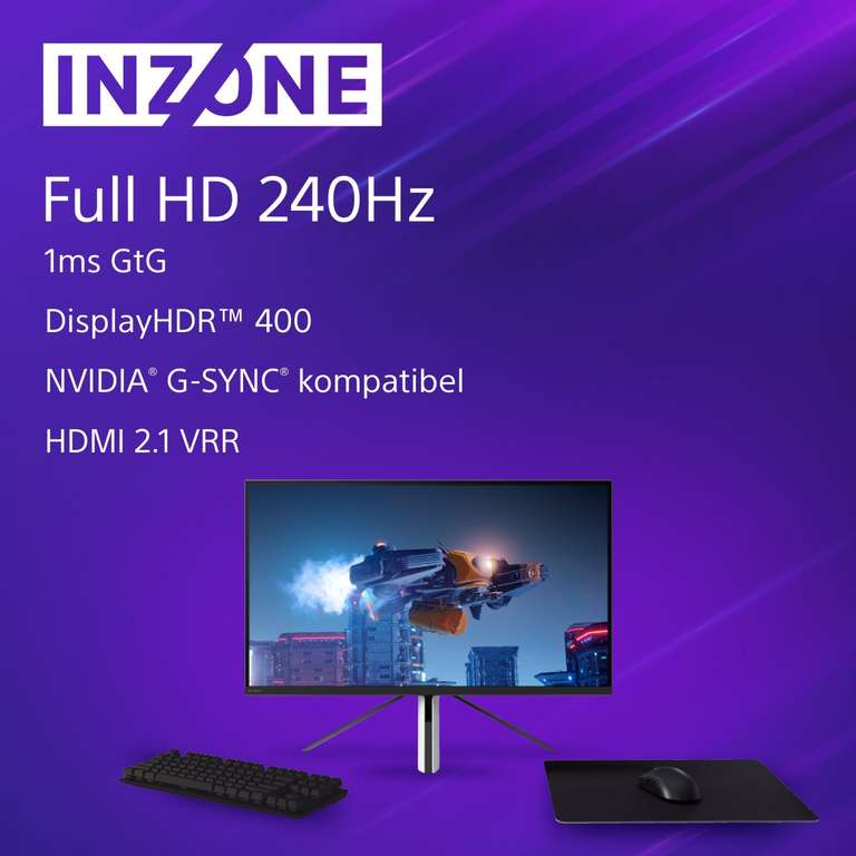 Sony INZONE M3 Gaming-Monitor (27", 1920x1080, IPS, 240Hz, 400nits, 2x HDMI, DP, USB-C DP & 15W PD, höhenverstellbar, 3J Garantie)