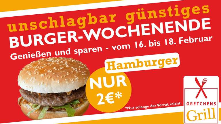 [LOKAL in Marienhafe / Ostfriesland] Hamburger für 2 Euro bei Gretchens Grill in Marienhafe