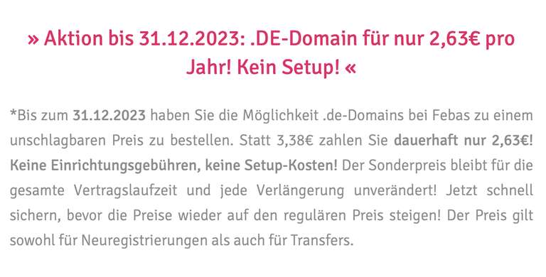 .DE-Domain dauerhaft für 2,63€ / Jahr (Keine Setup-Kosten) (Mindestumsatz 10 Euro)