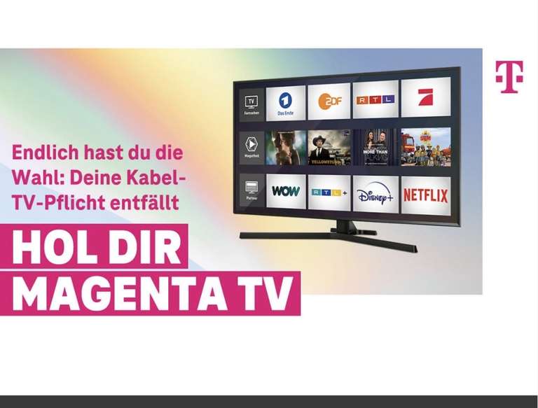 Telekom Magenta TV Smart Netflix 9 Monate 0€ danach 10€ für alle Kunden die vom Wegfall der Kabelgebühren betroffen sind ab 19.10.23 online