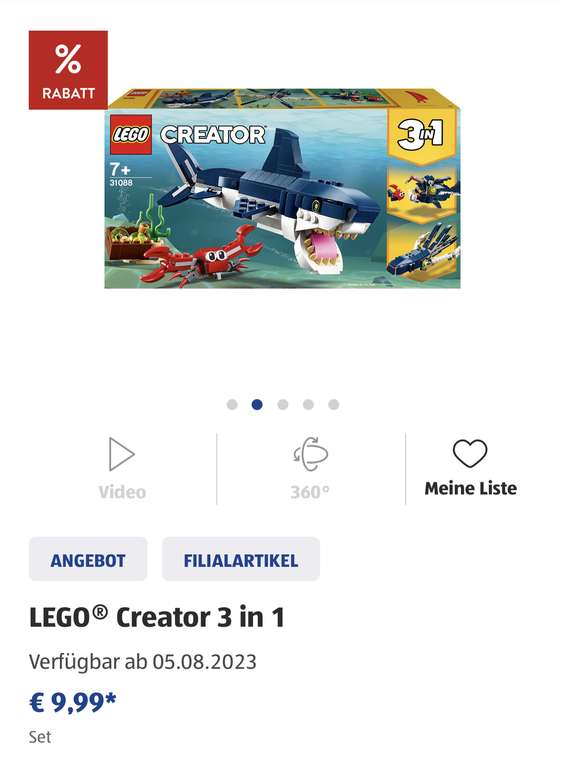 Aldi Süd - Lego Creator 3in1 verschiedene Modelle