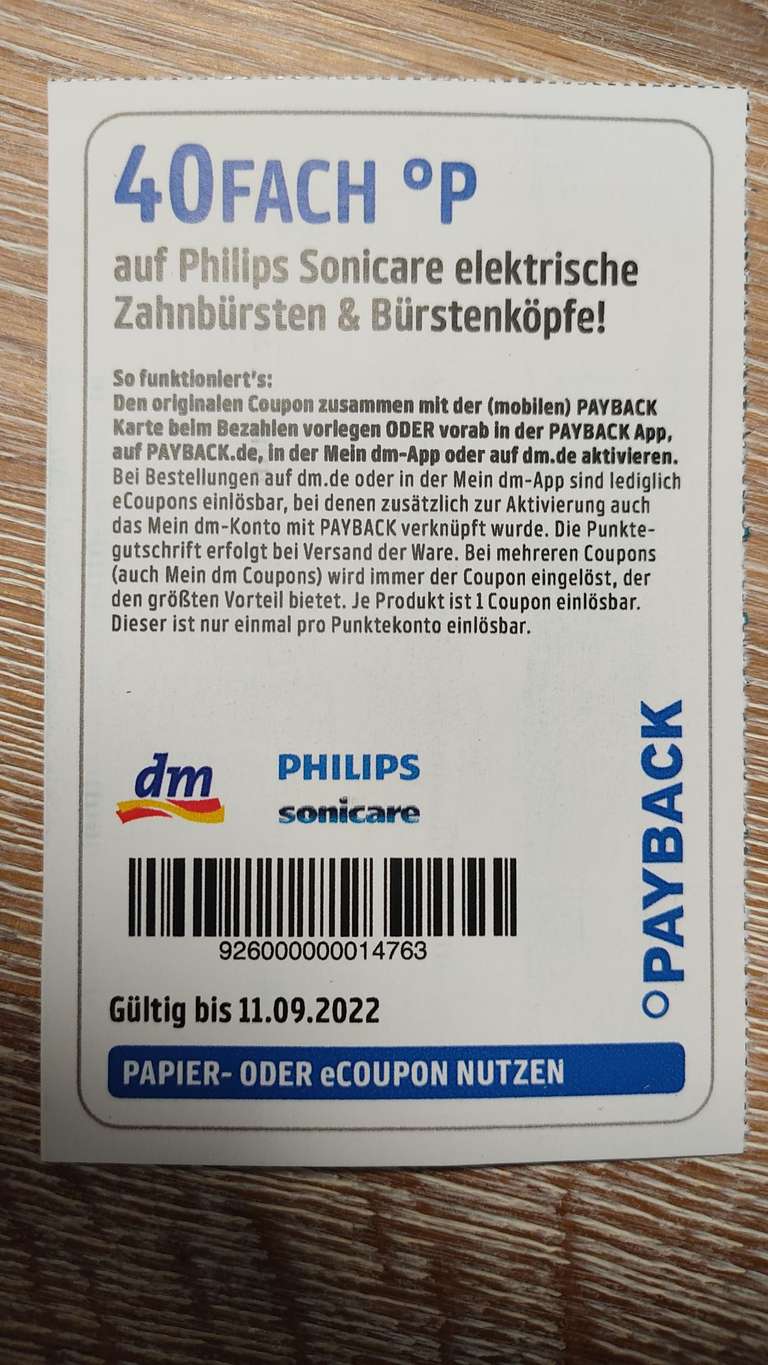 DM: 40FACH °P PAYBACK Punkte auf Philips Sonicare elektrische Zahnbürsten & Bürstenköpfe!