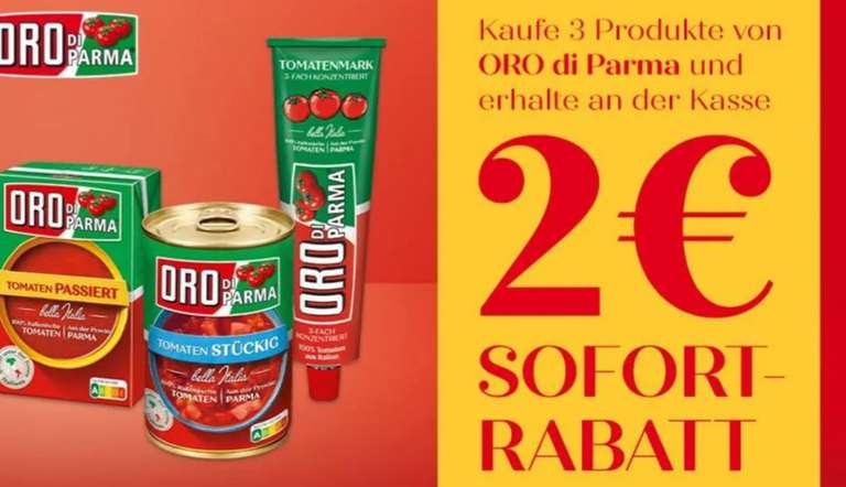 3 Produkte von ORO di Parma kaufen & 2€ Sofort-Rabatt erhalten (Couponplatz + digitalen Coupon)