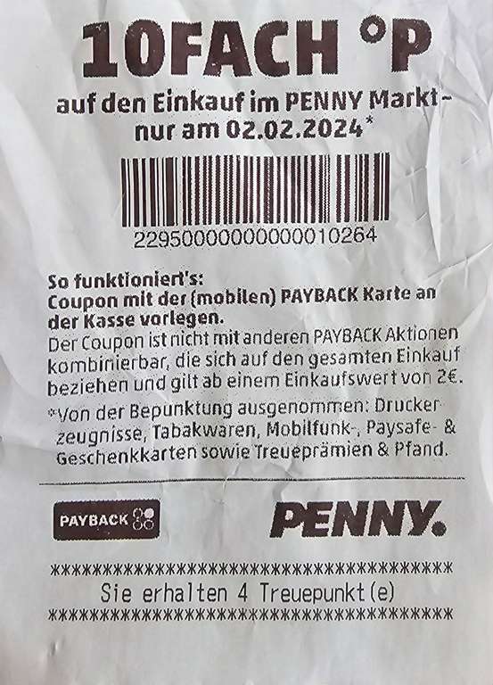 Payback Penny 10-Fach Punkte Coupon am 02.02.2024