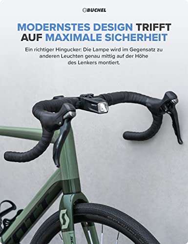 Büchel Ahead Fahrradlichter Set I 35/15 Lux Design genau mittig am Lenker StVZO zugelassen @Prime