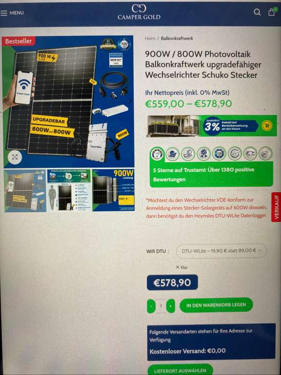 EPP Solar 900/800 W Balkonkraftwerk