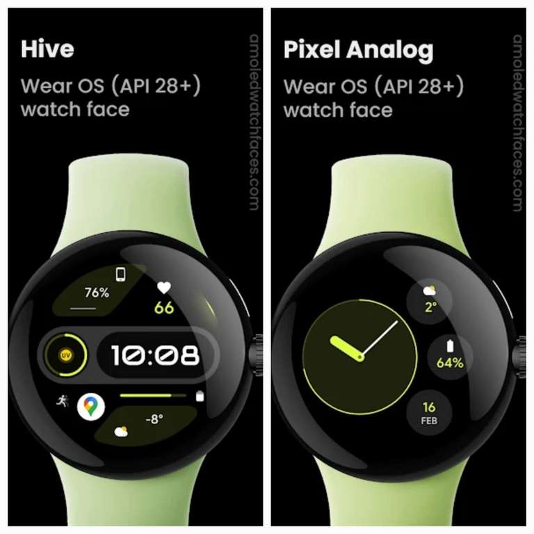 Awf Hive + Pixel Analog watch face [WearOS Watchface][Google Play Store]
