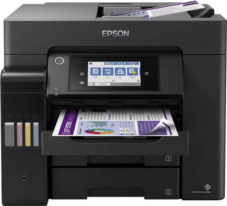 Epson EcoTank ET-5850 4-in-1 Tinten-Multifunktionsgerät Drucker, Scanner, Kopierer, Fax mit Nachfülltinte