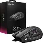 EVGA X15 MMO Gaming Maus (PixArt PMW 3389 bis 16.000dpi, LK Optical 70M, 18 Tasten, RGB, 2m USB-Kabel)