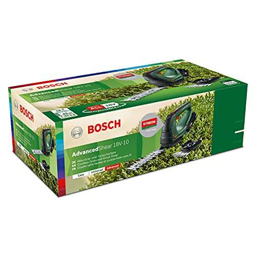 Bosch Akku Grasschere AdvancedShear 18V-10 (1 Akku 2,0 Ah, 18-Volt-System, mit Strauch- und Grasscherenmesser, im Karton)