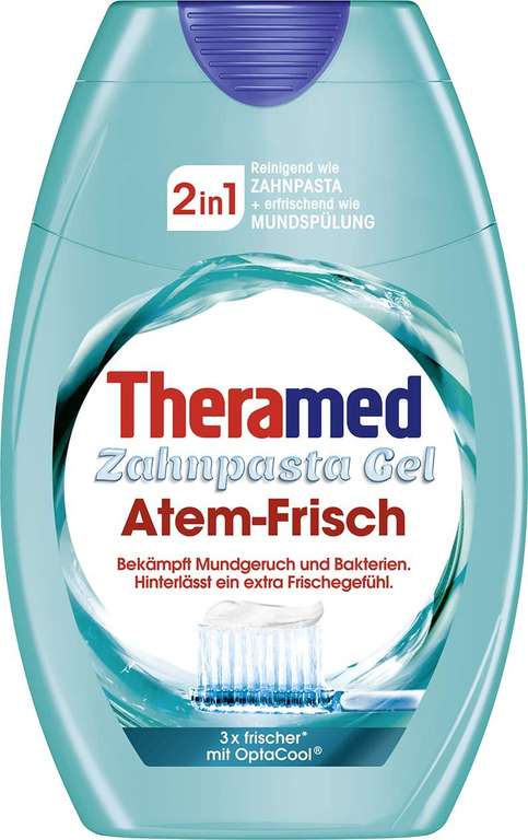 Theramed Zahnpaste Gel: Langanhaltender Schutz vor Verfärbungen / antibakterieller Rundumschutz / 2in1 Atem-Frisch je 92 Cent (Spar-Abo Pr.)