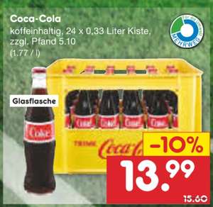 [NETTO] Coca-Cola Kasten 24x 0,33l Glasflaschen - Preis durch Netto Coupon