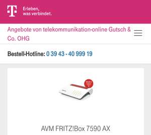 Magenta Zuhause L Young 100 MBit/s inkl. Fritzbox! 7590 AX für mtl.32,45€ (eff. 19,11€)