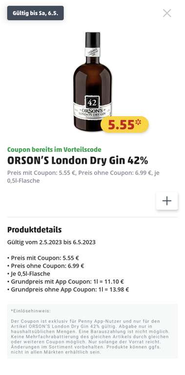 [PENNY] ORSON'S London Dry Gin 42%