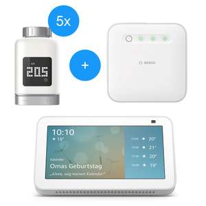 Bosch Smart Home Starter Set Heizung II mit 5 Thermostaten und gratis Echo Show 5 (3. Generation)