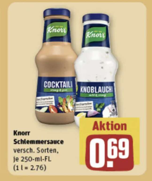 [Rewe] Knorr Schlemmersauce, verschiedene Sorten, je 250 ml, nur 69 Cent
