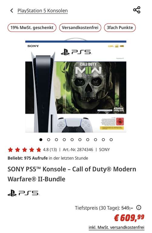 Amazon / Media-Saturn Sony PlayStation 5 Disk Edition Modern Warfare II bundle