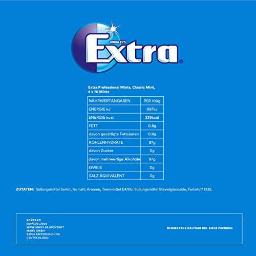 (Prime Spar-Abo) EXTRA Professional | Classic Mint | Lutschpastillen mit Minz-Geschmack | Frischer Atem | Zuckerfrei | (6 x 70 Dragees)