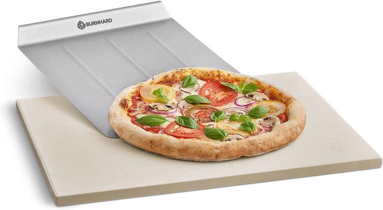 BURNHARD Pizzastein und Pizzaschaufel für Gasgrill … Flammkuchen & Pizza, rechteckig - 45 cm