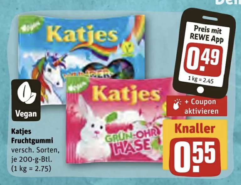 [REWE] Katjes für 0,55 Euro pro Packung (Preis mit REWE App: 0,49 Euro)