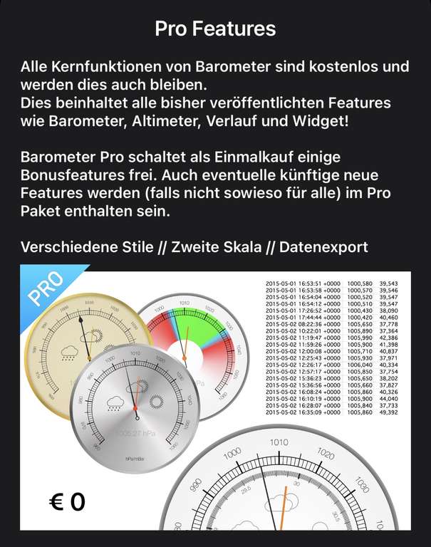 Barometer und Höhenmesser - gratis In-App Kauf [iOS]