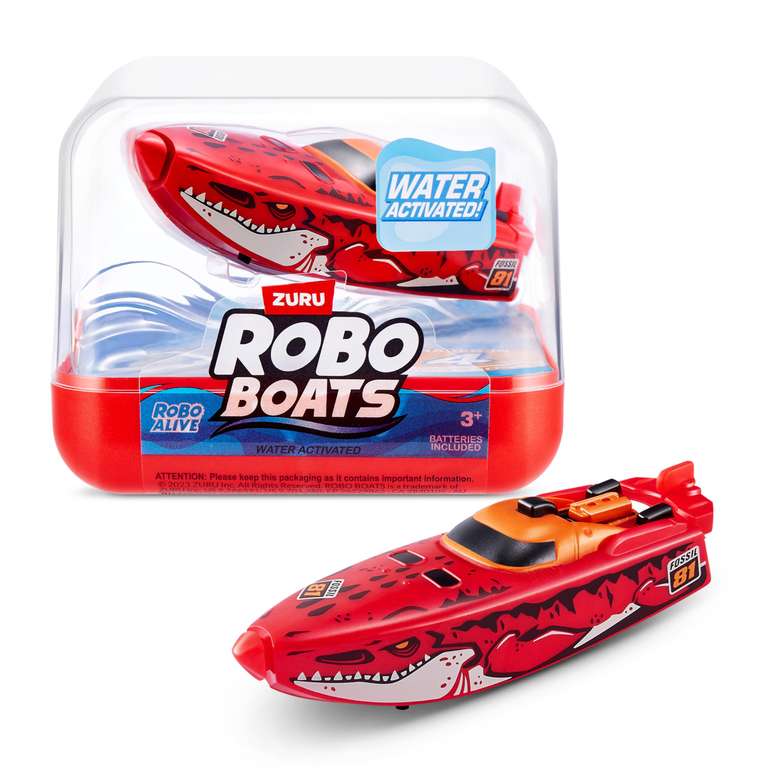 ROBO ALIVE ZURU Robo Boats, Spielzeug-Boote White Shark & Dino Shark Boat, 2 Pack, (Amazon Exclusive) -Prime