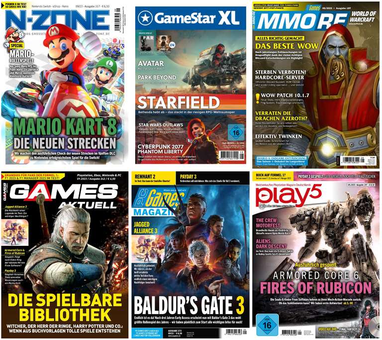 8 Gaming-Zeitschriftenabos: PC Games für 58€ + 20€ Amazon| GamesAktuell für 58€ + 20 € BestChoice-GS| GamePro für 71,88€ + 30 BC