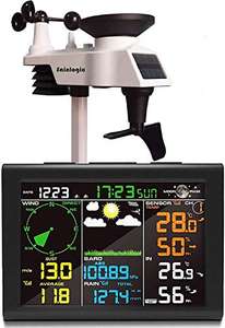 Sainlogic Wetterstation Funk mit Außensensor, 8-in-1 Funk Wetterstation mit Wettervorhersage,Temperatur, Luftdruck, Luftfeuchtigkeit,