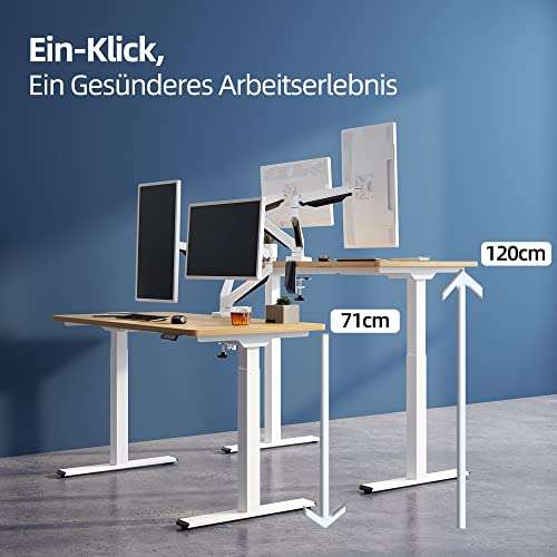 E.For.U höhenverstellbarer Schreibtisch 160x80 cm mit Tischplatte (Buche), 2 Motoren, 2-Fach-Teleskop, Memory-Steuerung (Schwarz)