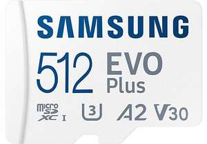 SAMSUNG EVO Plus, Micro-SDXC Speicherkarte, 512 GB, 130 MB/s, 256gb 18,90