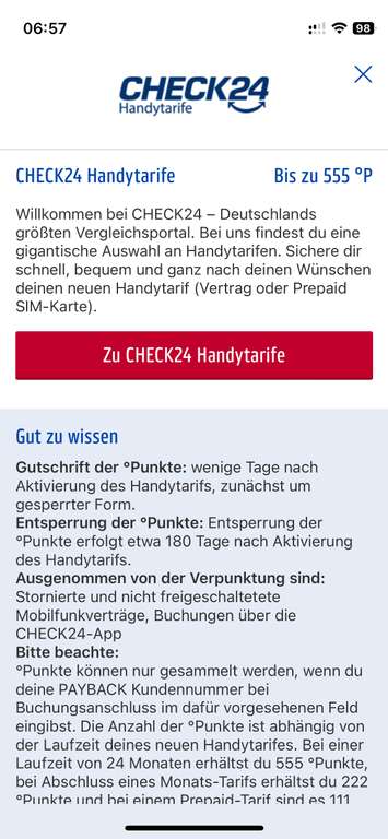 1000 extra Punkte + bis 555 Punkte Check24 Payback Mobilfunk