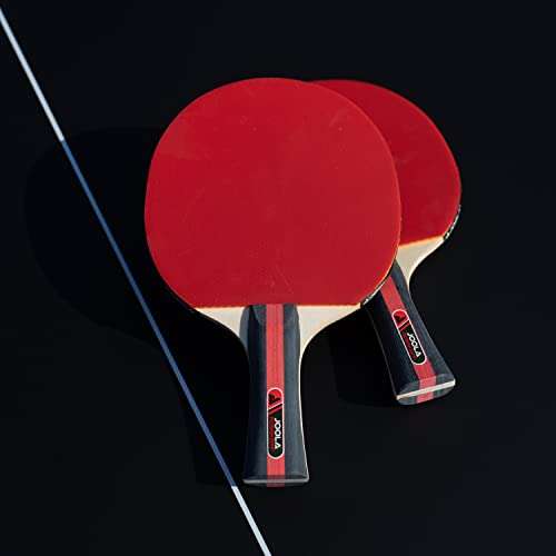 JOOLA Tischtennis Set Rosskopf 2 Tischtennisschläger + 3 Tischtennisbälle 40+mm, rot/schwarz, 5-teilig