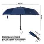 VON HEESEN Regenschirm sturmfest bis 140 km/h - Taschenschirm mit Auf-Zu-Automatik, Teflon-Beschichtung, windsicher, stabil - PRIME